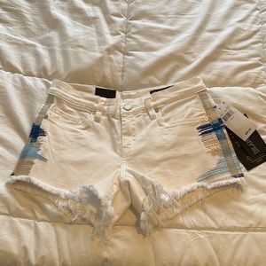 BlankNYC The Astor Embroidered Distressed Cutoff Denim Jean Shorts Womens Sz 24